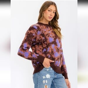 ENTRO Women's Brown and Purple Sweater